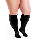Plus Gear Plus Size Compression Socks Wide Calf- Copper Infused Graduated (Black, XXXL)