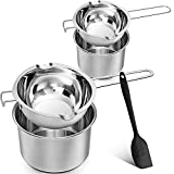 1000 ml and 400 ml Double Boiler Chocolate Melting Pot with 2600 ml and 900 ml 304 Stainless Steel Pot with Silicone Spatula for Melting Chocolate, Candy, Candle, Soap and Wax