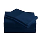 Peru Pima - 415 Thread Count Percale - 100% Peruvian Pima Cotton - Queen Bed Sheet Set, Navy Blue