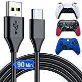 PS5 Controller Charging USB C Cable Replace Charger Cable for PS5 Charging Station Dock, 90 Mins 13.2 FT Fast Plug Charging Cord Compatible with Playstation 5/Xbox Series Wireless Remote Control Black