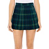 American Apparel Women's Plaid Tennis Skirt, Green Plaid, Large