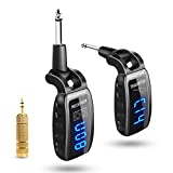 Wireless Guitar System,XIAOKOA UHF Wireless Guitar Transmitter Receiver 164Feet Range with HD LED Screen for Electric Guitar Bass Musical Instruments （Black）