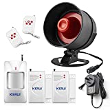 KERUI Upgraded Home Security System Indoor Outdoor Weather-Proof Siren Window Door Sensors Motion Sensor Alarm with Remote Control more DIY, Wireless House Hotel Garage Shop Burglar Door Alarm System