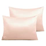 NTBAY 2 Pack Satin Zippered Toddler Pillowcases, Super Soft Luxury and Silky Baby Travel Pillow Covers, 13x18 Inches, Pink