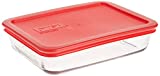 Pyrex Rectangular Food Storage, Glass, 3-Cup, Red