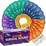 Mixed Sutures Thread with Needle - 24Pk Sterile Nylon, Polyester, Silk, Polypropylene: 2-0, 3-0, 4-0, 5-0, 6-0, 7-0: Practicing Suturing Skills; Student's Hospital ER Training; First Aid Demo; Vet Use