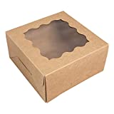 15-Pack Brown Bakery Boxes with Window 6x6x3 - Treat Boxes - Easy to Assemble Cookie Box- Pastry Boxes - Dessert Boxes - Donut Boxes with Window - Baked Goods Boxes