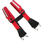 Firefighter Pant Suspenders Fire/Rescue Quick Adjust Suspenders with Reflective Strip (48 inch-, Red Reflective)