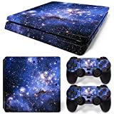 Gam3Gear Vinyl Decal Protective Skin Cover Sticker for PS4 Slim Console & Controller (NOT for PS4 or PS4 Pro) - Blue Galaxy