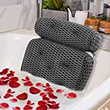 Idle Hippo Bath Pillow Spa Bathtub Pillow - 4D Air Mesh Luxury Tub Pillow with 7 Non-Slip Suction Cups - Bath Tub Pillow Headrest, Neck and Back Support for Hot tub and All Bathtub-Grey