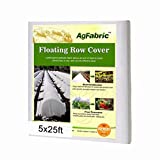 Agfabric Plant Covers Freeze Protection Frost Blankets for Plants 5'x25' 0.9oz Floating Row Cover Garden Plant Cover Freeze Cloths for Plants Winter Frost Pests Protection,White