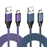 15FT PS4 Controller Charger Charging Cable 2PCS Nylon Braided Micro USB 2.0 High Speed Data Sync Cord for Xbox One S/X, Playstation 4, PS4 Slim/Pro Controller Charger and Play Cord