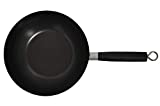 IMUSA USA 9.5" Traditional Carbon Steel Nonstick Coated Wok with Bakelite Handle