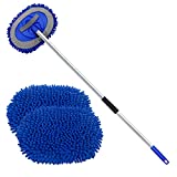 anngrowy 62" Microfiber Car Wash Brush with Long Handle Car Washing Mop Kit Mitt Sponge Car Cleaning Supplies Kit Duster RV Washing Car Brush Accessories, 1 Chenille Scratch-Free Replacement Head