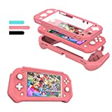Switch Lite Case Protective Case for Nintendo Switch Lite, Compatible Nintendo Switch Lite Screen Protector Cover Hand Grip Case with Detachable TPU+Built-in PC Screen, Pink