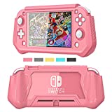 iNOTOGG Compatible with Nintendo Switch Lite Screen Protector Case Cover with Hand Grip, Detachable Protective Case with Shockproof and Anti-Scratch Design for Nintendo Switch Lite, Coral