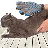 SSRIVER Pet Grooming Glove Hair Remover Brush Gentle Deshedding Efficient Pet Mitt Pet Massage Gloves Left & Right Hand Draw Dog Cat Horse Long Short Fur (1 Right Hand (Blue))