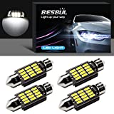 Besbul 6418 LED Bulb, 12844 LED Bulb Super Bright 36mm Festoon, DE3423 12854 LED License Plate Light, Glove Box Light, Trunk Light, Dome Light, Courtesy Light Canbus Error Free 6000K White, Pack of 4