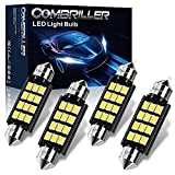 Combriller 578 Led Bulb 211-1 211-2 Led Festoon Bulb 41MM 42MM Led Bulb 6000K White Super Bright, Canbus Error Free Festoon Led Bulb For Interior Dome Light, Map Light, License Plate Lights, Pack Of 4