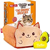 TOASTYCAT The Original Bread Cat Bed with 2 Plush Cat Toys - Calming Self Warming Memory Foam with Machine Washable Zip Cover - Perfect for Indoor Cats and Kittens - Large XL Loaf Design Stuffs Pets