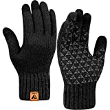 Winter Knit Gloves Warm Full Fingers Men Women with Upgraded Touch Screen - Anti-Slip Wool Glove Fleece Lined