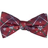 KissTies Mens PreTied Christmas Bow Tie Snowflakes Plaid Bowties