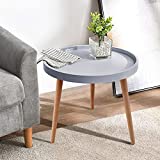 Round Side Table, Grey Tray Nightstand Sofa Coffee End Table for Living Room, Bedroom, Accent Tables Cheap,Easy Assembly Decro Bedside Table, 19.29x19.29Inches(White, Black,Grey)