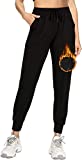 Aoliks Women's Fleece Lined Sweatpants Thermal Joggers with Pockets Winter Lounge Yoga Workout Running Pants (Black, Large)