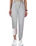 Ugerlov Women's Fleece Lined Sweatpants Winter Warm Athletic Joggers Sherpa Pants, Light Grey, Medium