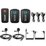 2.4GHz Wireless Lavalier Microphone System, Saramonic Blink500 B2 Dual-Channel Mic Two Transmitters for DSLR Camera, Mirrorless, and Smartphone for YouTube Facebook Live Vlogging