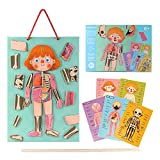 Human Body Puzzle for Kids Toddlers 90PCS Magnetic Boy Girl Anatomy Play Set Body Parts Organs Muscles Skeleton and Bones Wooden Puzzle Toys for Kids Aged 3+ Educational Learning Preschool Toys