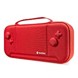 tomtoc Carry Case for Nintendo Switch/OLED-Model Hori Split Pad Pro Controller, Grip Protective Carrying Case Case with 30 Game Cartridges, Red