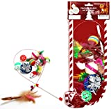 MOMONI Premium 8 Piece Cat Christmas Stocking Set Cat Toys Assorted, Teaser Wand Mice Cat Balls and Bell Toys for Cats Kitty- Fun Kitten Toys Christmas Toys for Cats