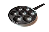 Kasian House Cast Iron Griddle for Poffertjes Pancake Balls (Aebleskiver), Thai Kanom Krok and Other Desserts Ball, 2" Diameter Molds, Pre-Seasoned, Heavy Duty Stuffed Pancake Pan