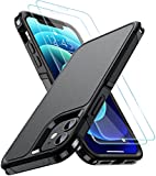 SPIDERCASE Designed for iPhone 12 Case/iPhone 12 Pro Case, with [2 pcs Tempered Glass Screen Protector] Shockproof Anti-Drop Military Protective Cover for iPhone 12/iPhone 12 Pro 6.1 inch (Black)
