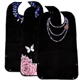 Adult Bibs for Eating, Black Washable Reusable Clothing Protector, Waterproof Backing for Women with Crumb Catcher (3 Pcs)