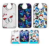 Bacaby 3 Pack Adult Bibs for Eating,Butterfly Washable Reusable Clothing Protector for Elderly Women 33.5" x 18"