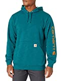 Carhartt Men's Midweight Sleeve Logo Hooded Sweatshirt (Regular and Big & Tall Sizes), Tidal Space Dye, Large