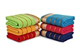 Premium 100% Cotton 6 Piece Bath Towels Set | Mixed Random Color Assorted Style | Size - 27" X 54" | Highly Absorbent Durable, Light Weight Bathroom Towels Perfect for Daily Use