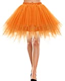 Bbonlinedress Women's Mini Tulle Skirt 1950s Vintage Adult Ballet Tutu Skater Skirt for Cosplay Party Orange S