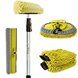 DocaPole 5-12 Foot Car Cleaning Kit | Car Wash Kit with Soft Car Wash Brush, Car Squeegee, Car Wash Mitt (2X), Microfiber Cleaning Head & 12 Extension Pole | Car Detailing Kit with Long Handle