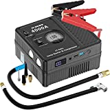 JF.EGWO 4000Amp Car Jump Starter with Air Compressor, 12V Safe Lithium Auto Battery Booster (up to 10.0+L Gas and 10.0+L Diesel Engine), 150 PSI Air Pump, Built-in 2 USB Ports and 2 LED Light