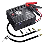 JF.EGWO 2000A Car Jump Starter with Air Compressor, 20000mAh Battery Booster (Up to 8.0L Gas or 6.0L Diesel Engine) &150 PSI Tire Inflator, Built-in 2 USB Ports and 2 LED Light