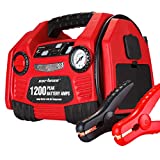 Cartman 1200 Peak Amp 12V Portable Power Station Jump Starter, Car Battery Booster Pack with AC Adapter for Home & DC Adapter for Car, 150PSI Air Compressor, USB Port, Battery Clamps