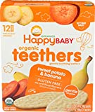Happy Baby Gentle Teethers Organic Teething Wafers Banana Sweet Potato, 12 Count Box, Soothing Rice Cookies for Teething Babies Dissolves Easily Organic Gluten Free No Artificial Flavor