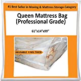 Queen Mattress Bag for Moving Storage Cover - 4 Mil Heavy Duty Thick Plastic Wrap Protector Reusable Bags Supplies