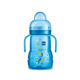 MAM Trainer Cup (1 Count), Trainer Drinking Cup with Extra-Soft Spout, Spill-Free Nipple, and Non-Slip Handles, for Boys 4+ Months, Eight Ounces, Designs May Vary
