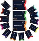 RFID Blocking Sleeves, Set With Color Coding. Identity Theft Prevention RFID Credit Card Holders by Boxiki Travel (Set of 12 Credit Card Protector Sleeves + 3 Passport Holders) (Navy Blue)