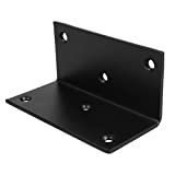 6 PCS Iron L Right Angle Bracket 4" x 2" Metal Joint, Thickness 3mm, Max Load 132LB, Corner Brace for Wood Shelves, Furniture, Cabinet(Black), Screws not Included