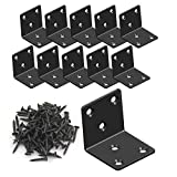 L Bracket,Heavy Duty Corner Brace,Stainless Steel Shelf Bracket,Black Large Angle Brackets, Metal Iron Braces Brackets for Wood (10 Pcs) (1.97X1.97X1.97X0.07'')